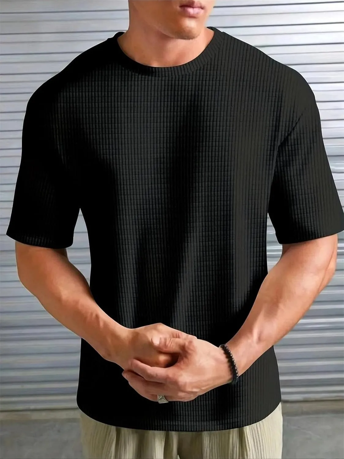 Men's Lightweight Jogging T-Shirt, Summer Slim Fit Crew Neck Basic Casual
