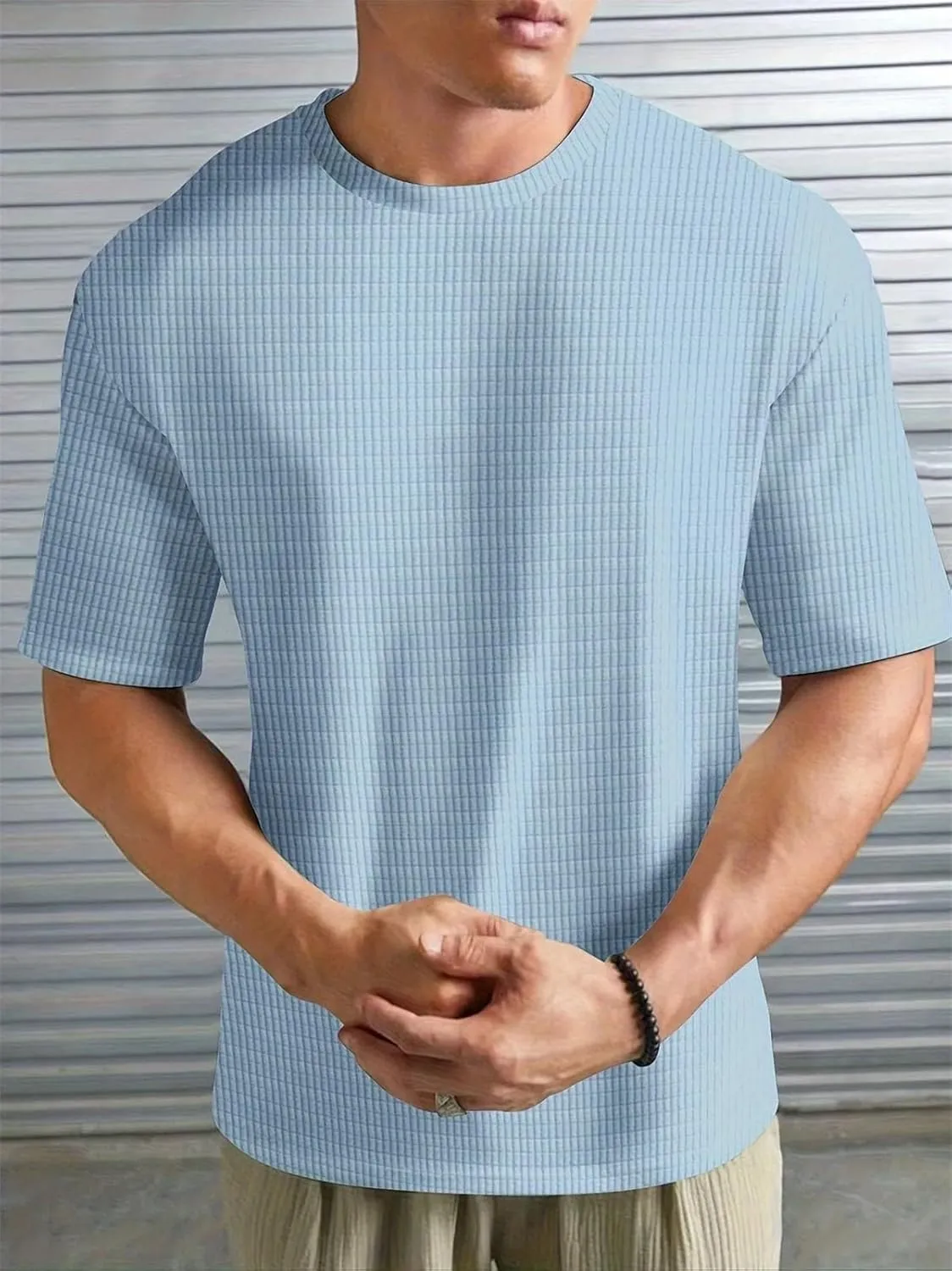 Men's Lightweight Jogging T-Shirt, Summer Slim Fit Crew Neck Basic Casual