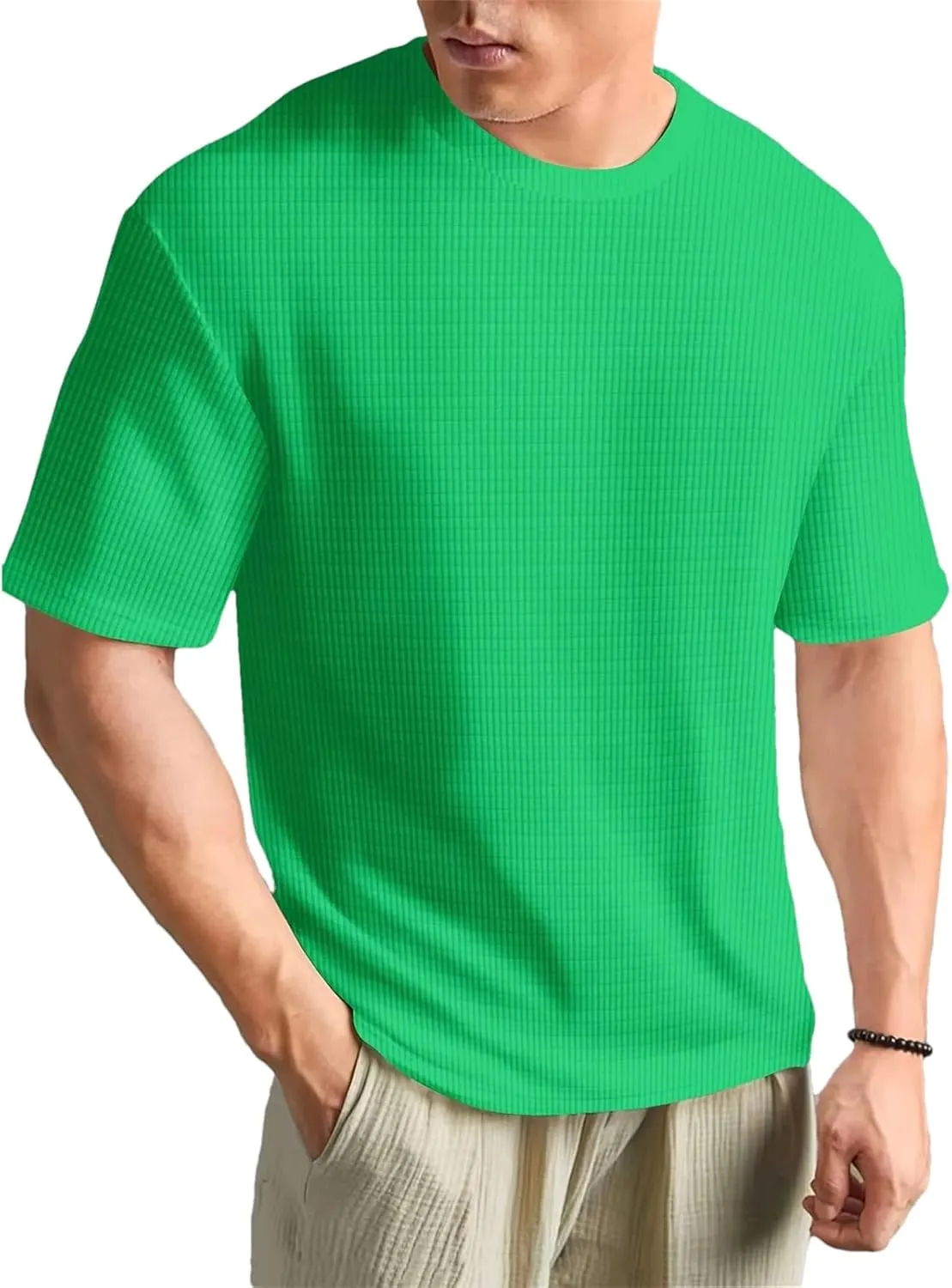 Men's Lightweight Jogging T-Shirt, Summer Slim Fit Crew Neck Basic Casual
