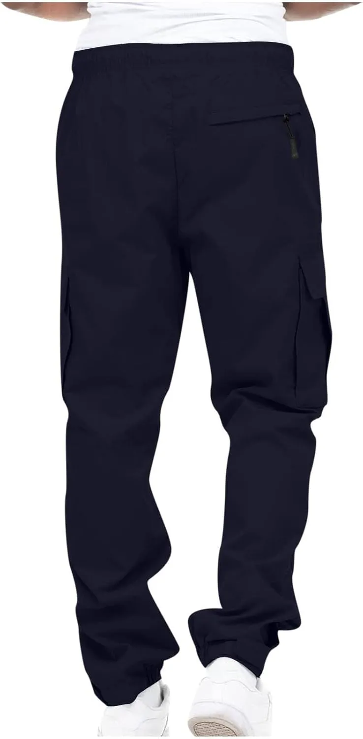 Mens Workout Cargo Sweatpants Waist Trousers Streetwear Work Pant Athletic Sweatpants with Pockets Men Joggers Pants