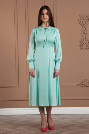 Mint necktie flowy midi dress