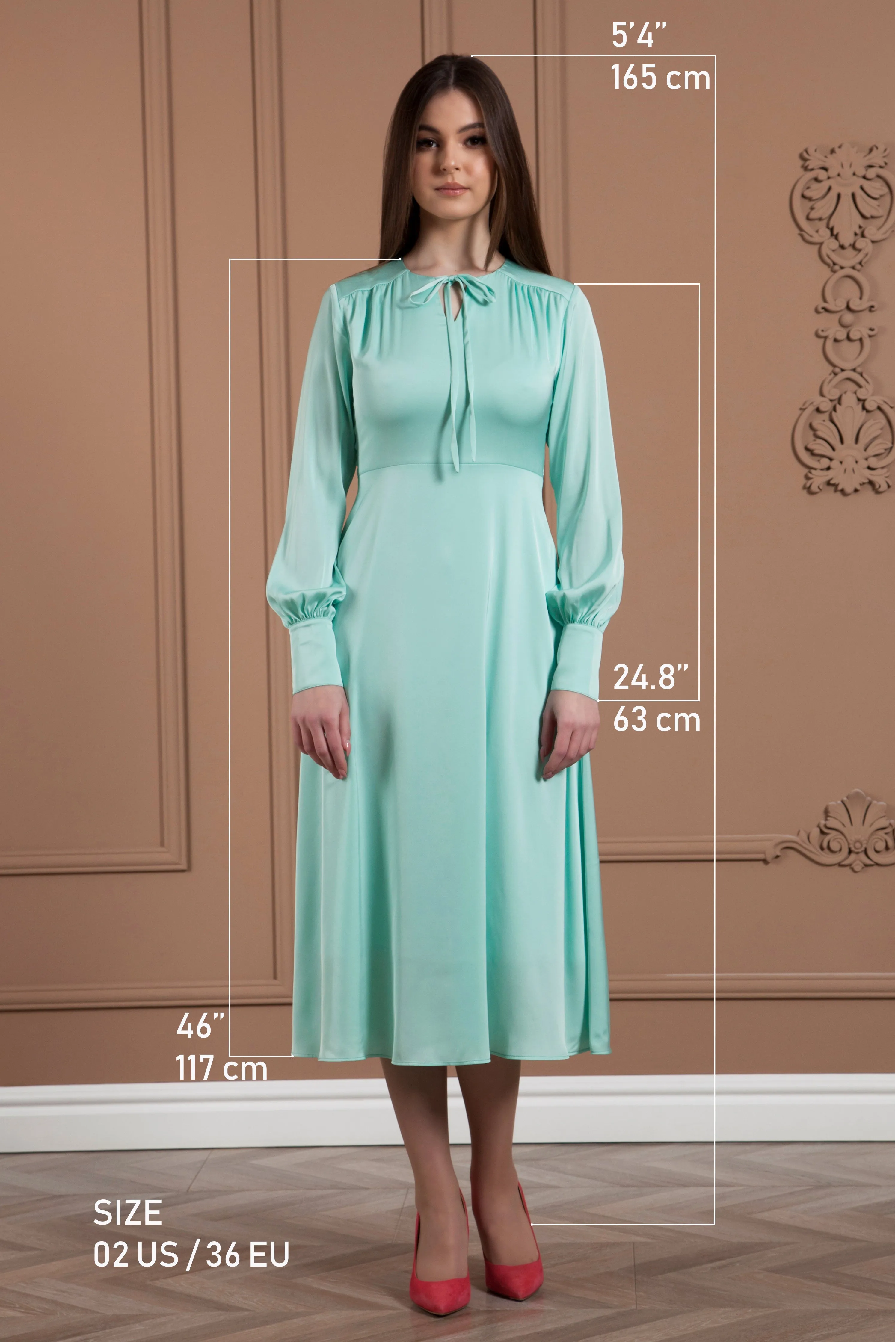 Mint necktie flowy midi dress
