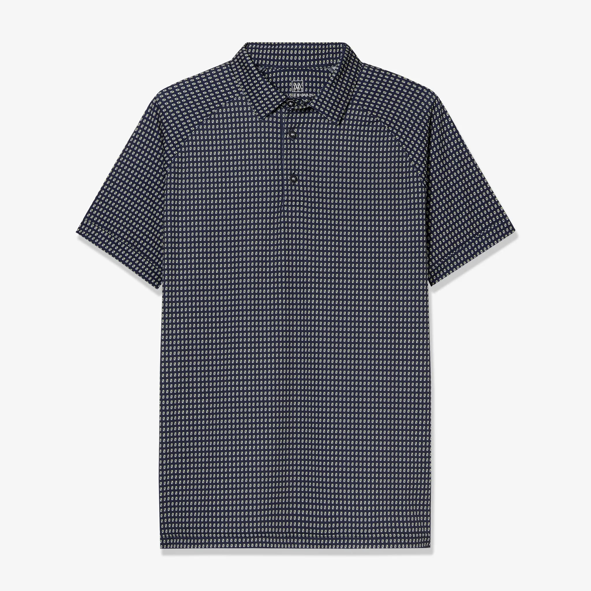 Navy Yellow Mini Square Print