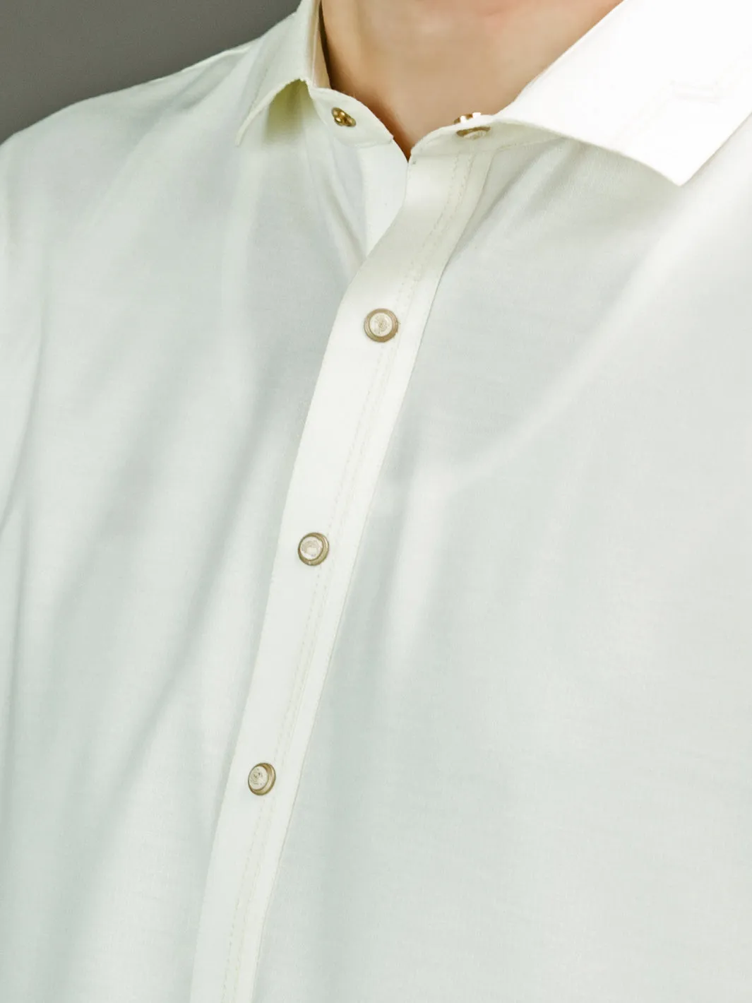 Off White Blended Kameez Shalwar - ALWA-KS-249