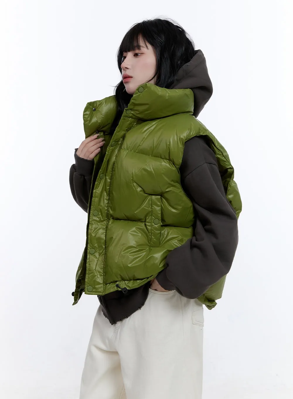 Oversized Chic Zip-Up Puffer Vest CD419