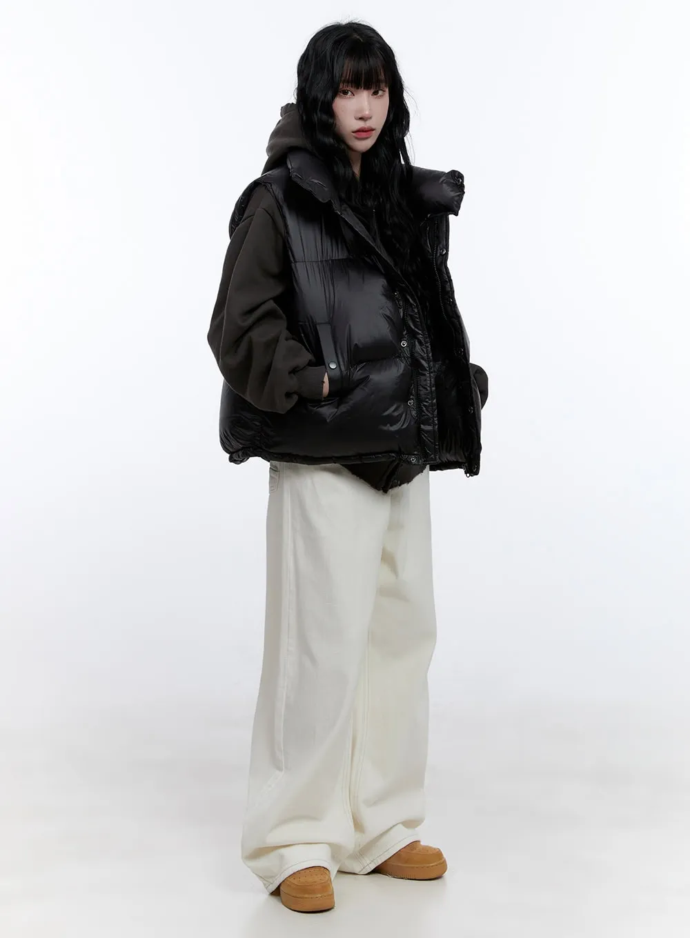 Oversized Chic Zip-Up Puffer Vest CD419