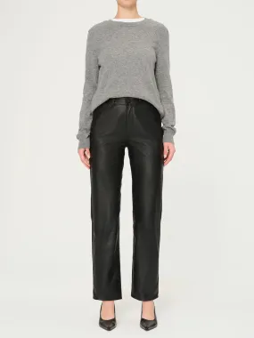 Patti Straight Leather Trousers - Black