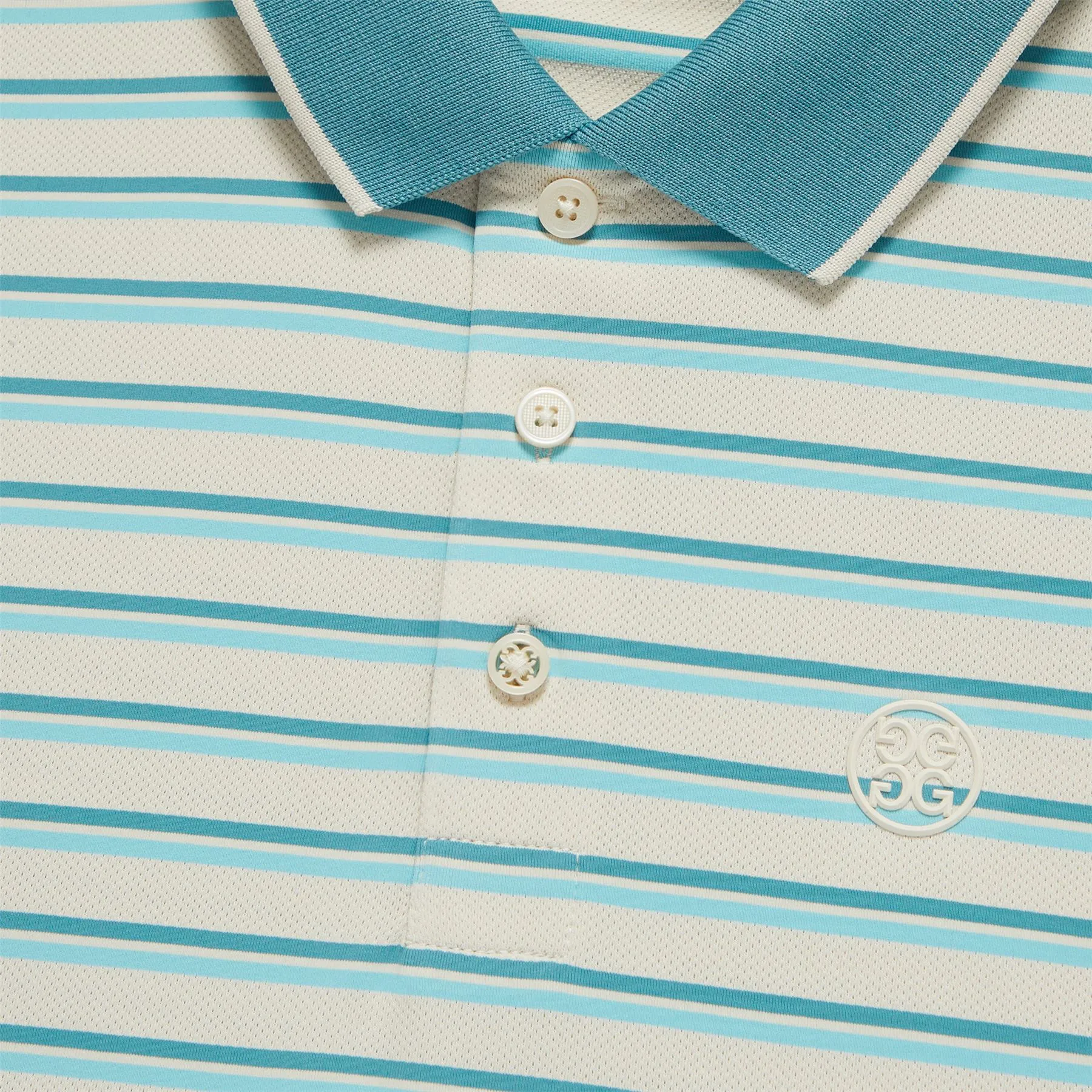 Perforated Stripe Rib Collar Polo Stone - AW23