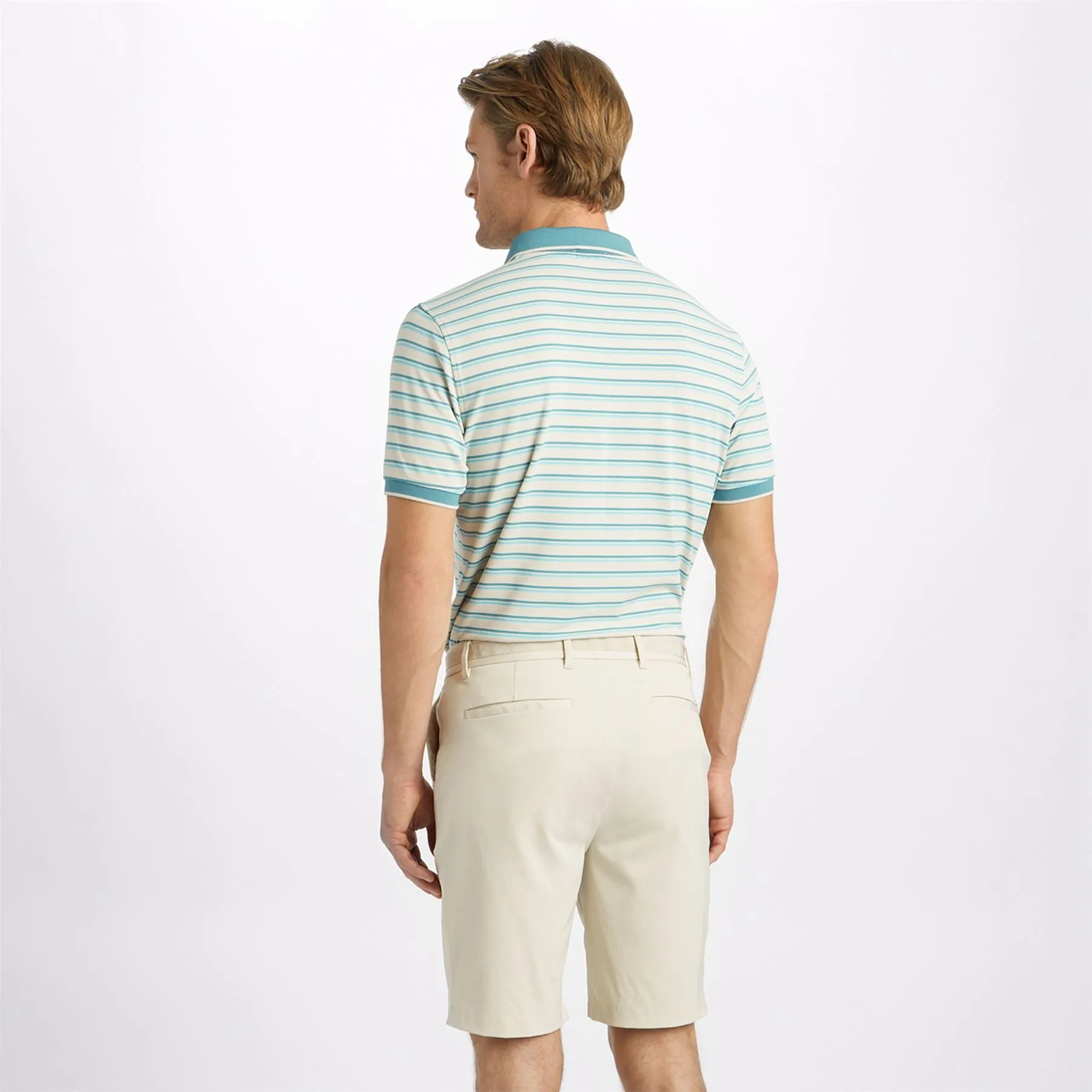 Perforated Stripe Rib Collar Polo Stone - AW23
