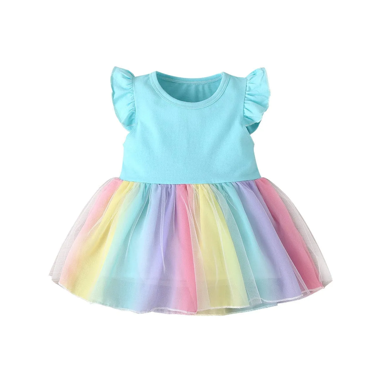 Personalized Iris Rainbow Doll with Blue Baby Rainbow Dress