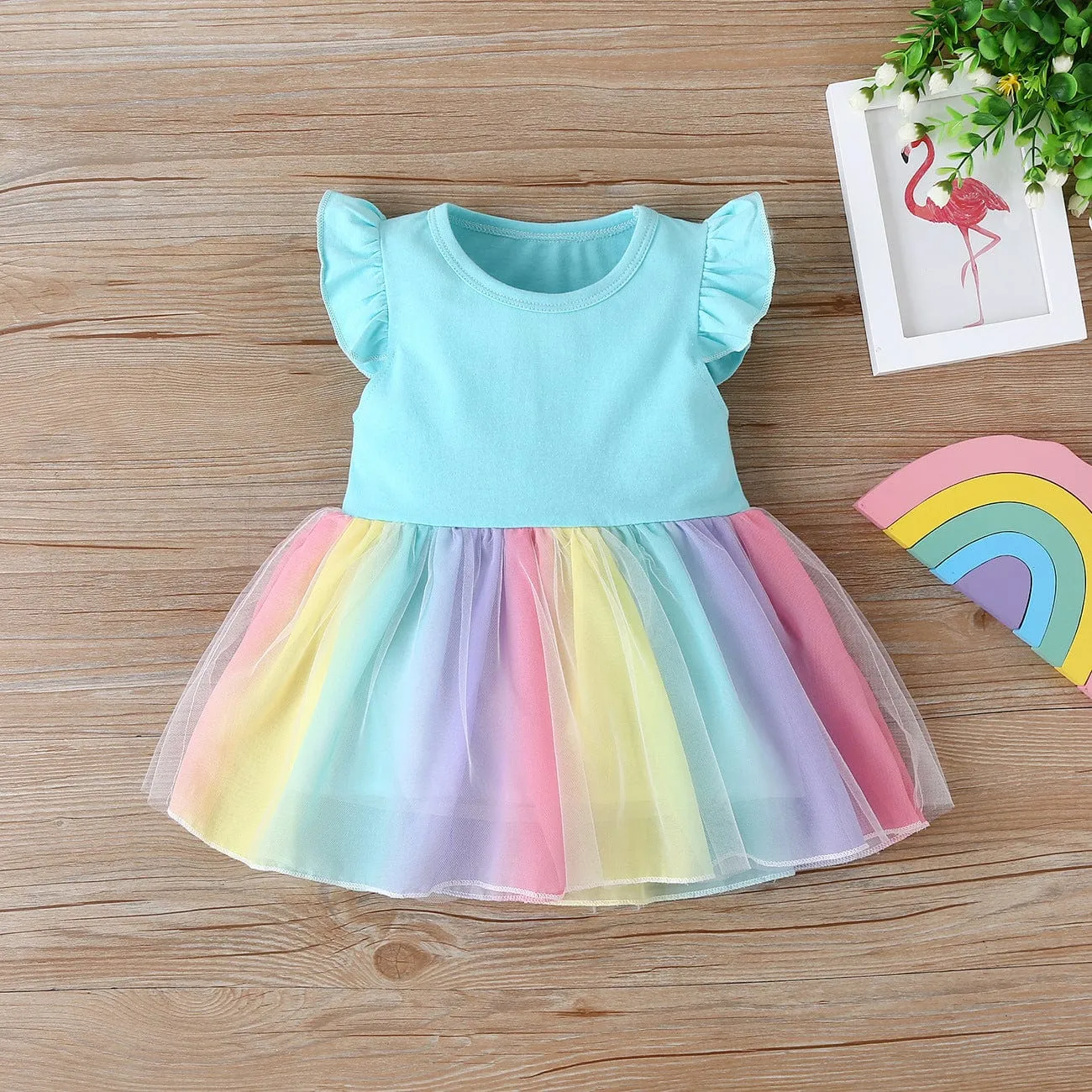 Personalized Iris Rainbow Doll with Blue Baby Rainbow Dress