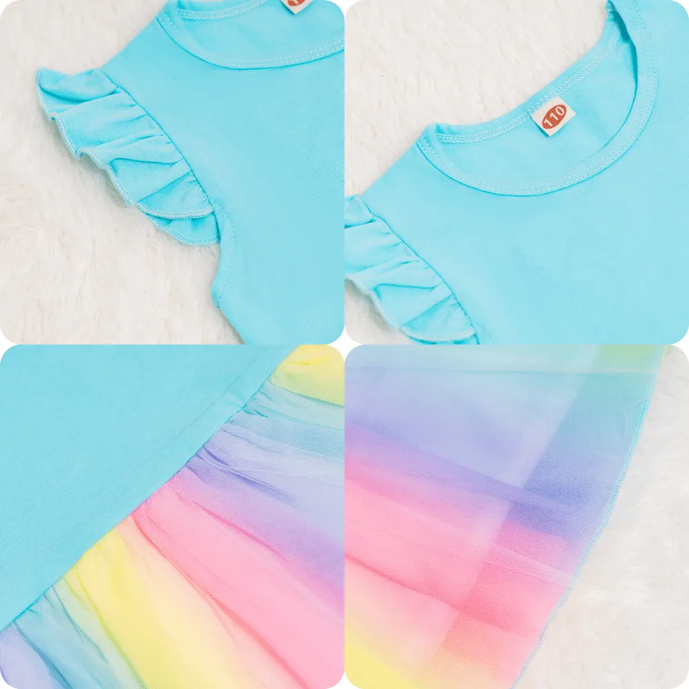 Personalized Iris Rainbow Doll with Blue Baby Rainbow Dress