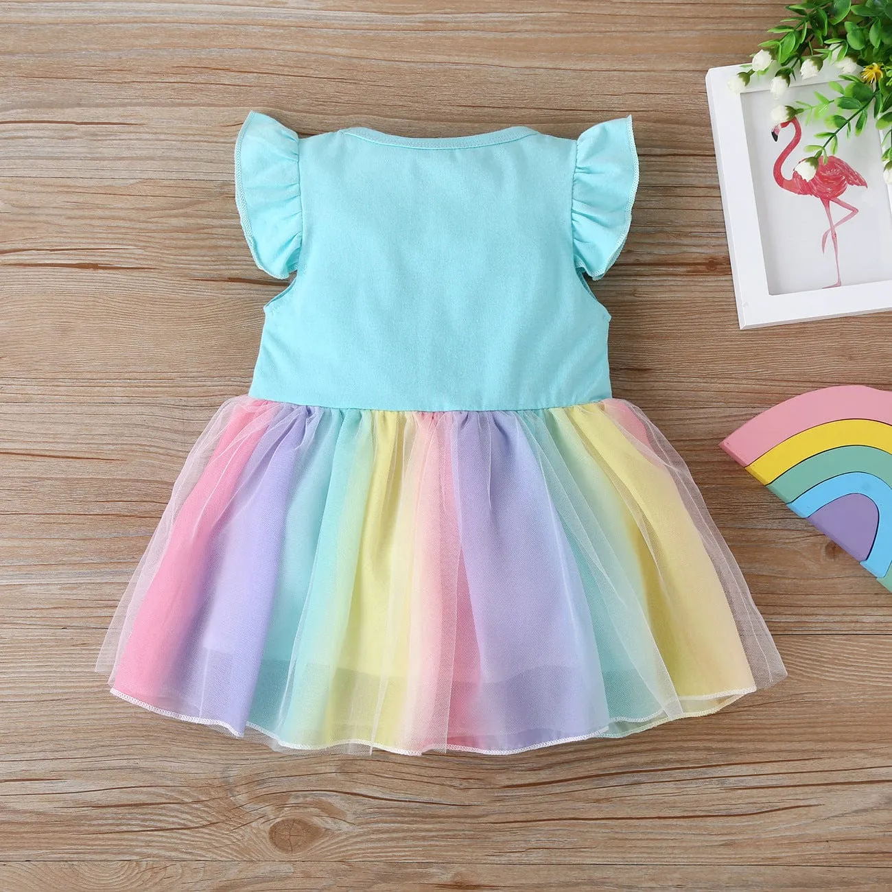 Personalized Iris Rainbow Doll with Blue Baby Rainbow Dress