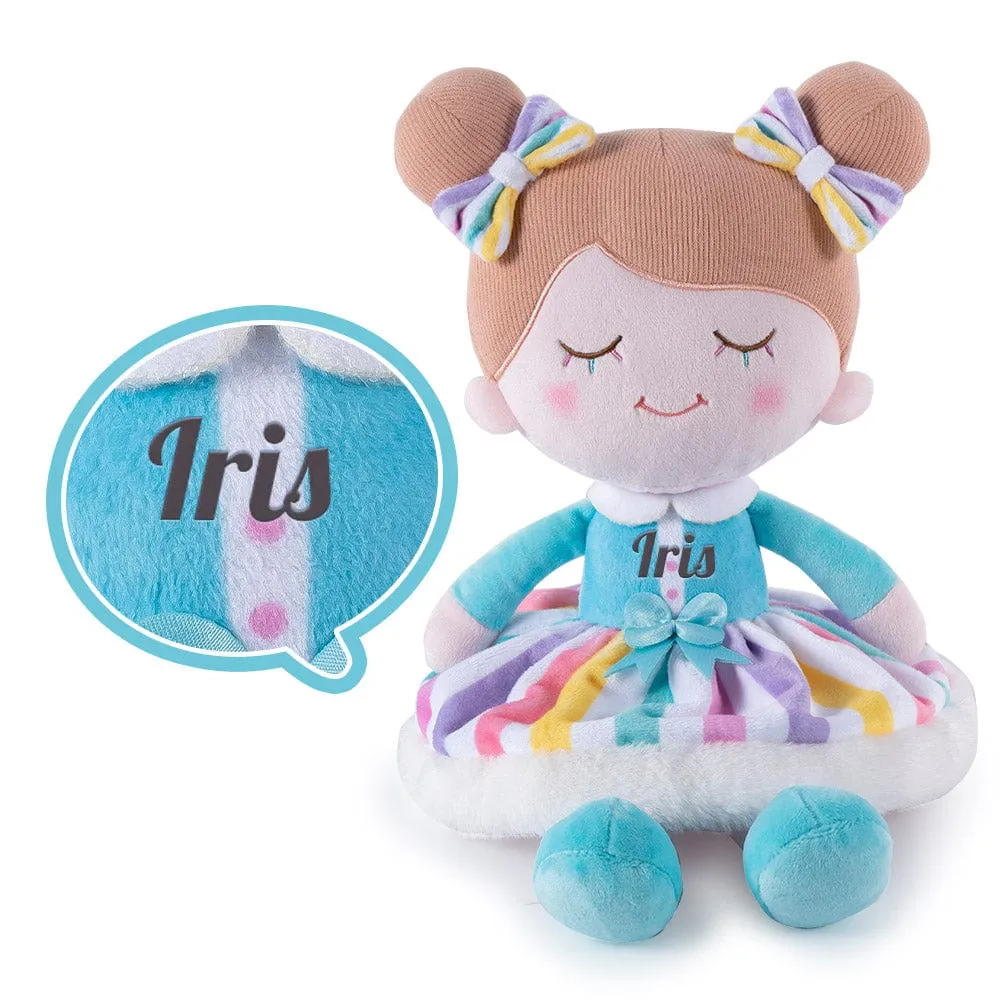 Personalized Iris Rainbow Doll with Blue Baby Rainbow Dress