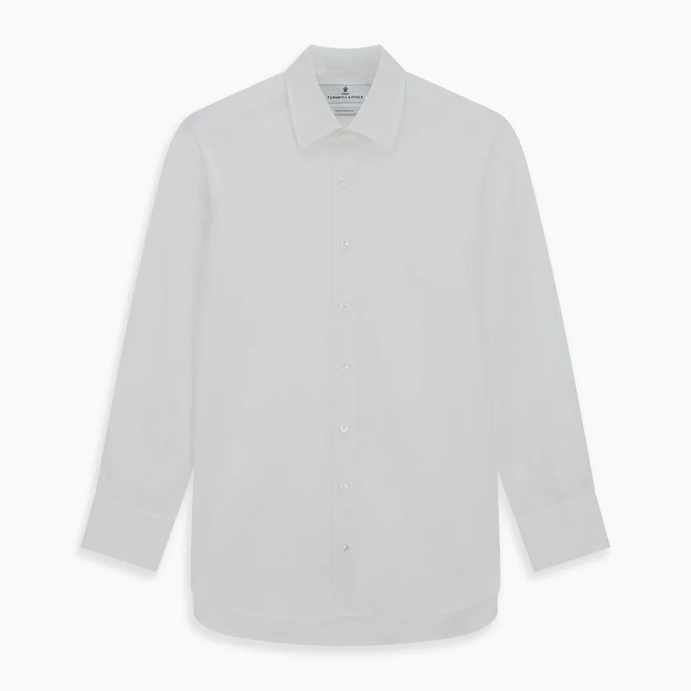 Plain White Cotton Shirt with T&A Collar and 3-Button Cuffs