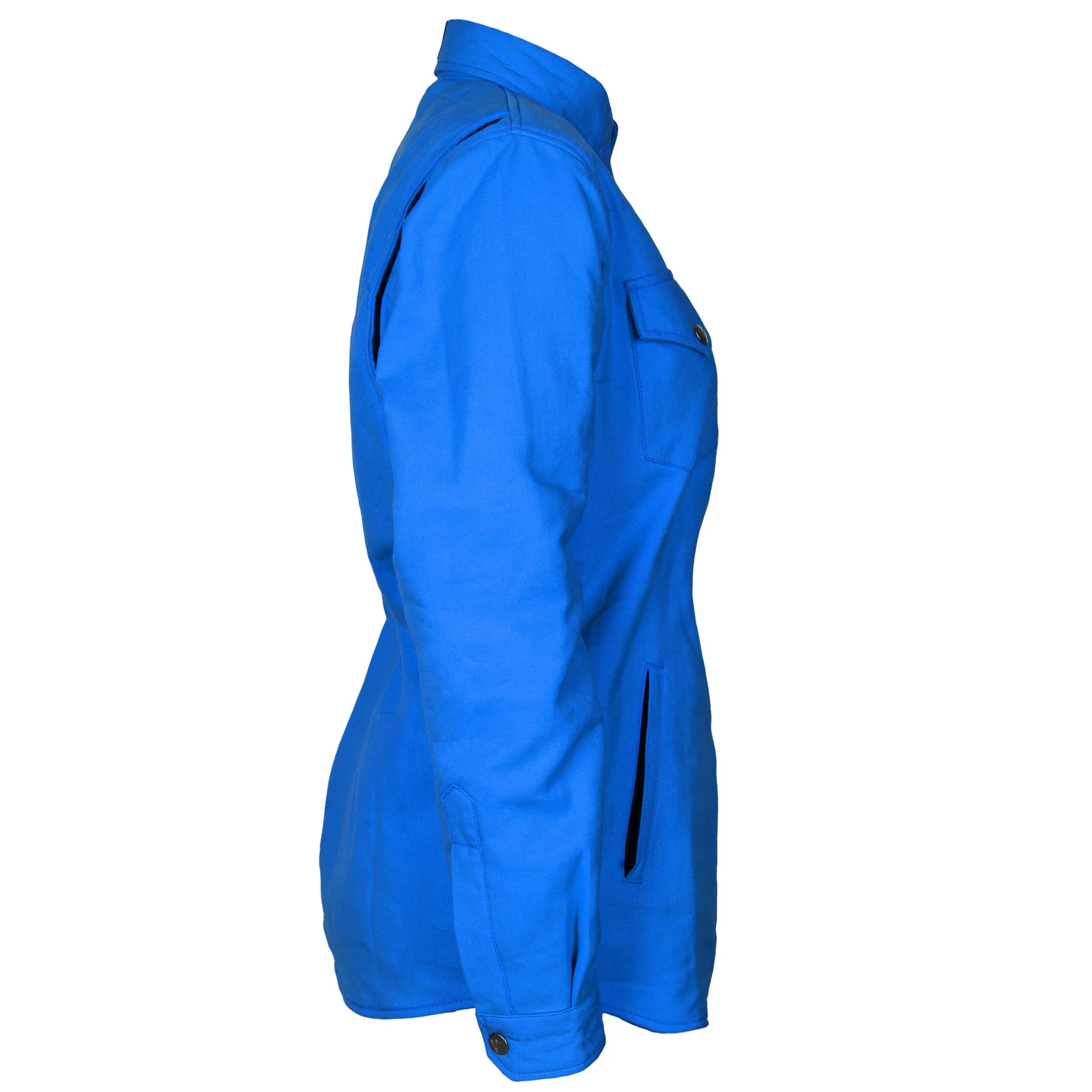 Protective Flannel Shirt for Women - Blue Solid with Pads