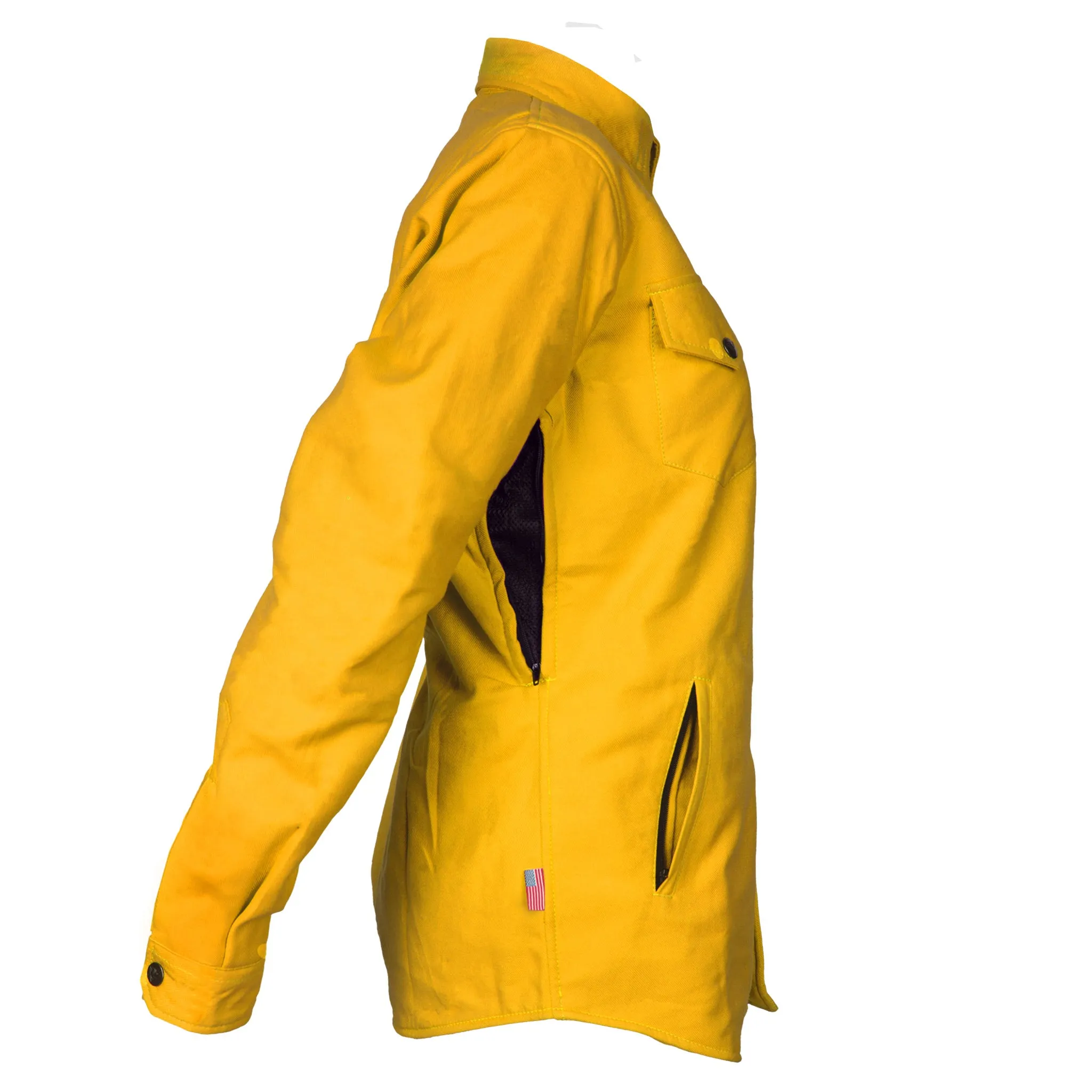 Protective Flannel Shirt for Women - Yellow Solid with Pads