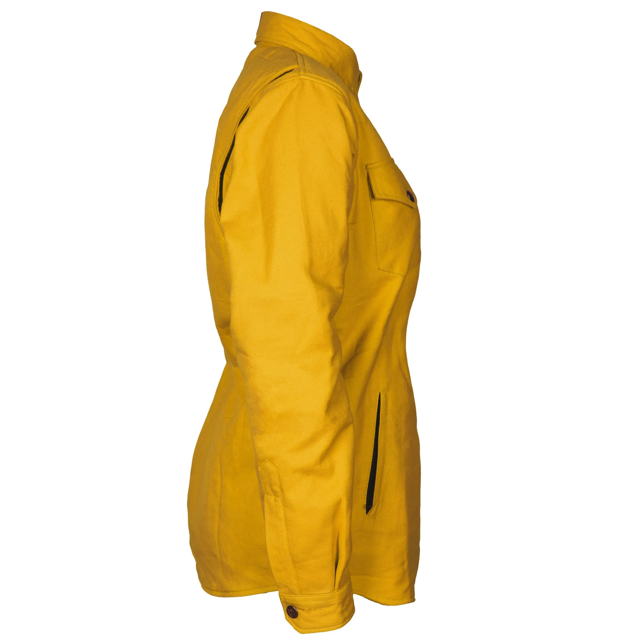 Protective Flannel Shirt for Women - Yellow Solid with Pads