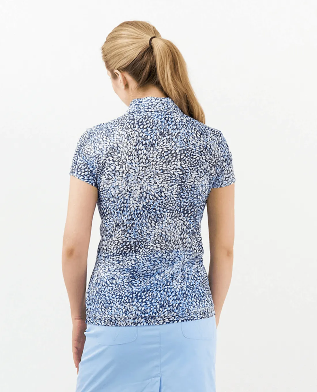 PURE GOLF Serendipity Cap Sleeve Mesh Top 051 Peardrop Sapphire