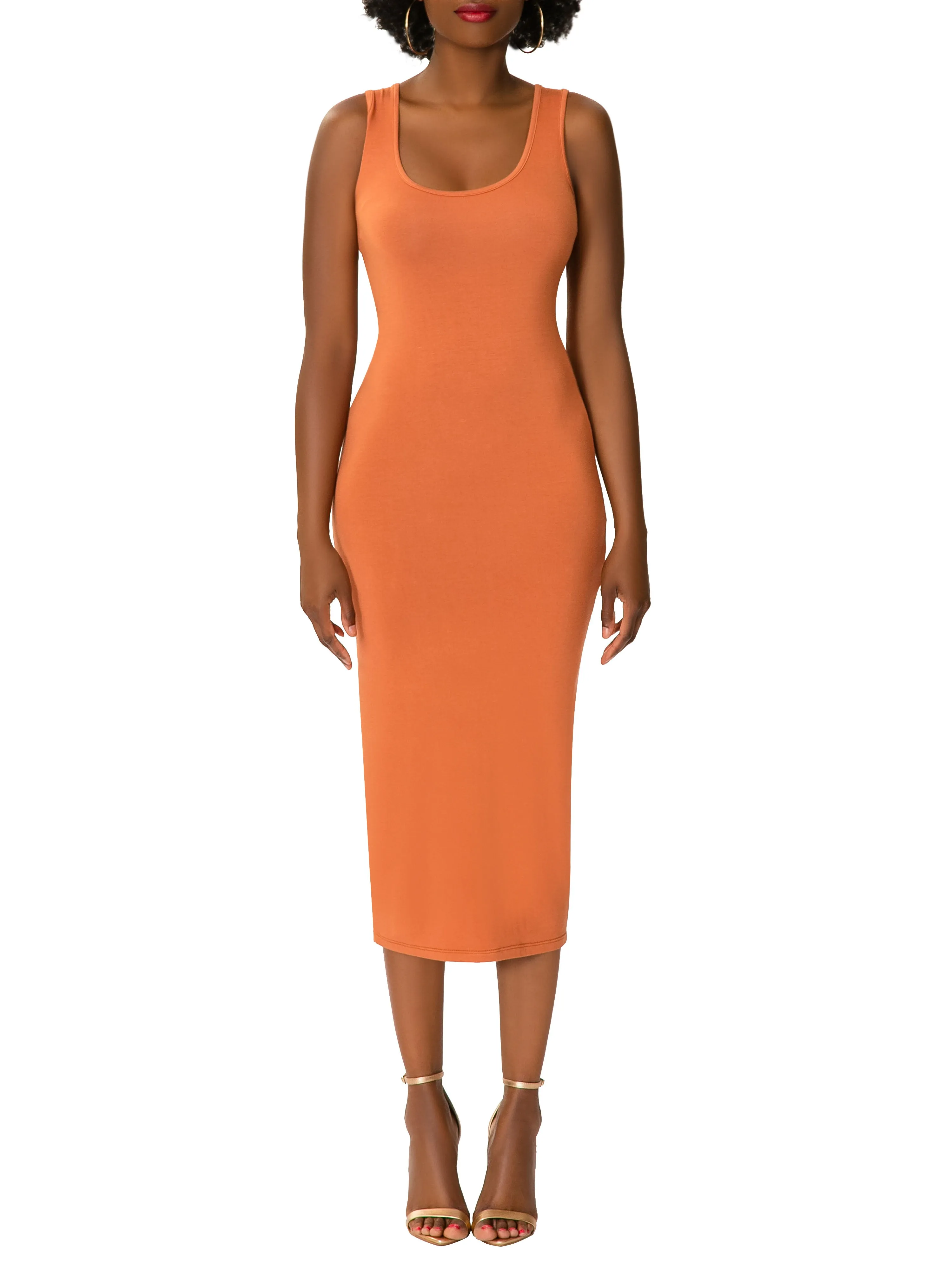 "Lala" Bronze Jersey Tank Dress