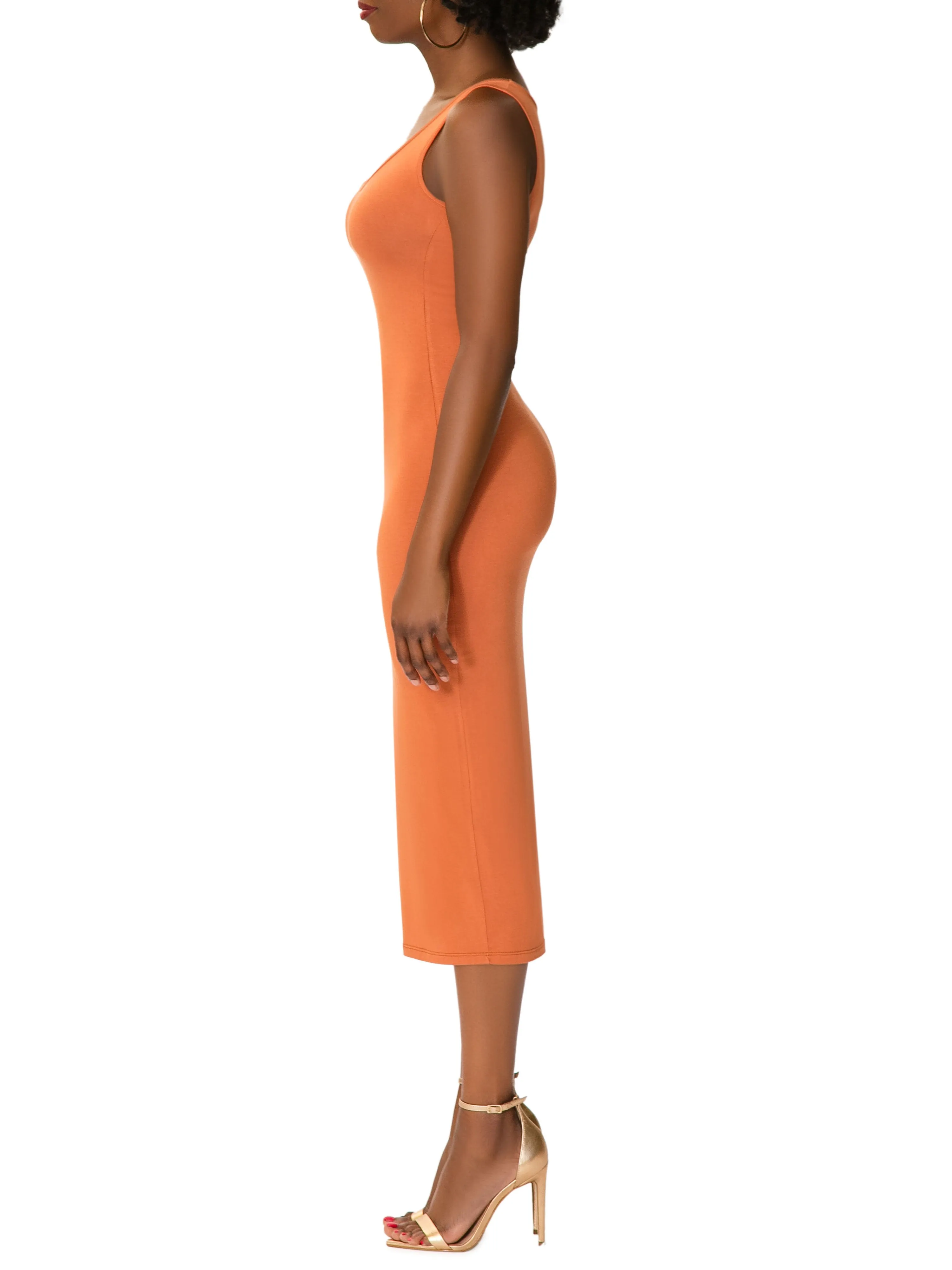 "Lala" Bronze Jersey Tank Dress