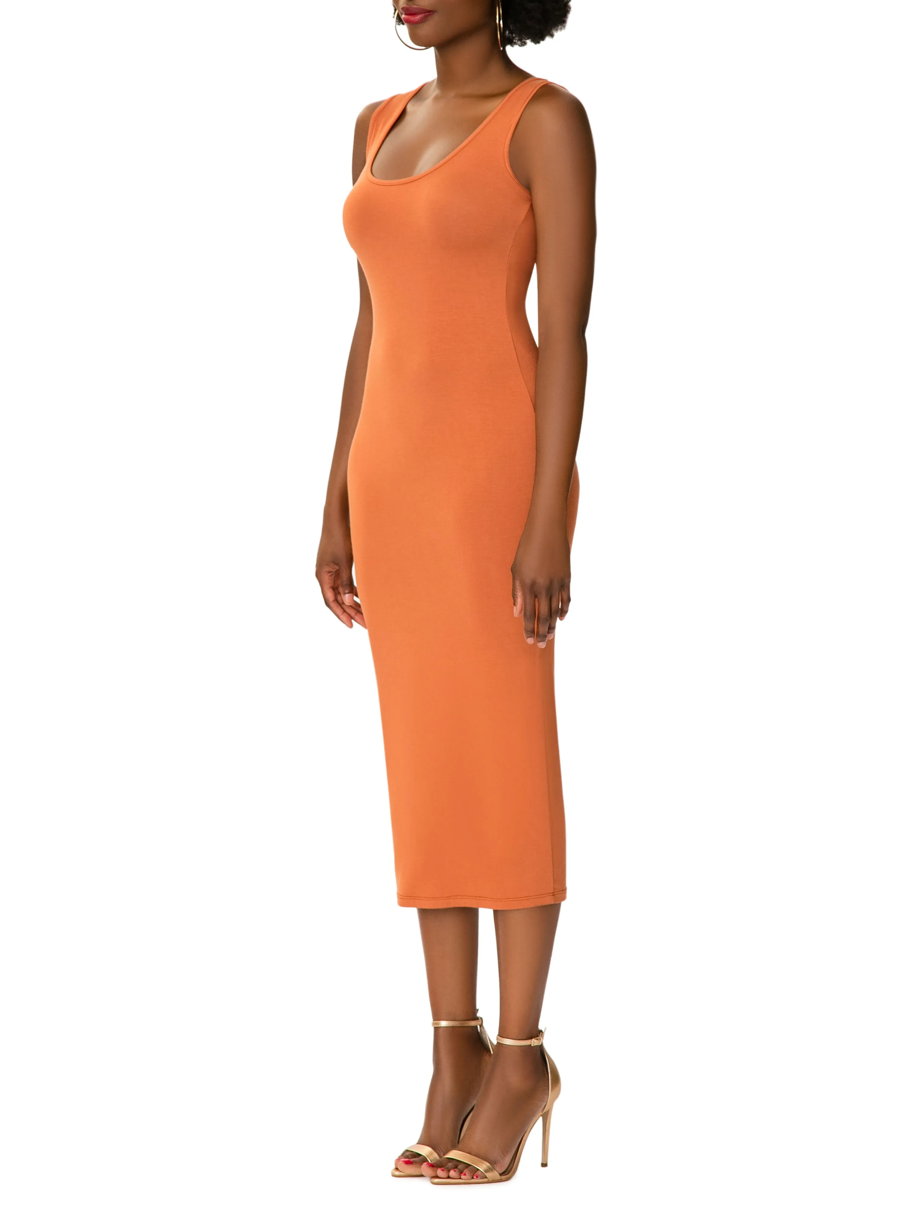 "Lala" Bronze Jersey Tank Dress