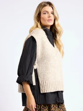 Sage the Label Individually Side Tie Sweater Vest- Oatmeal