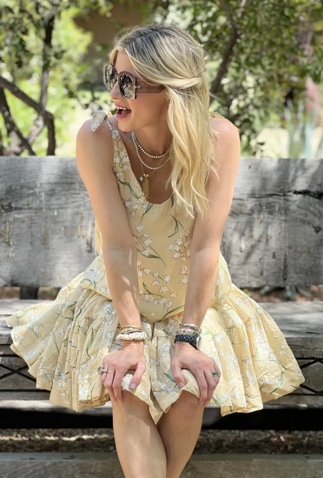 SAMPLE - Tie Top Tank - Ivory Lily of the Valley