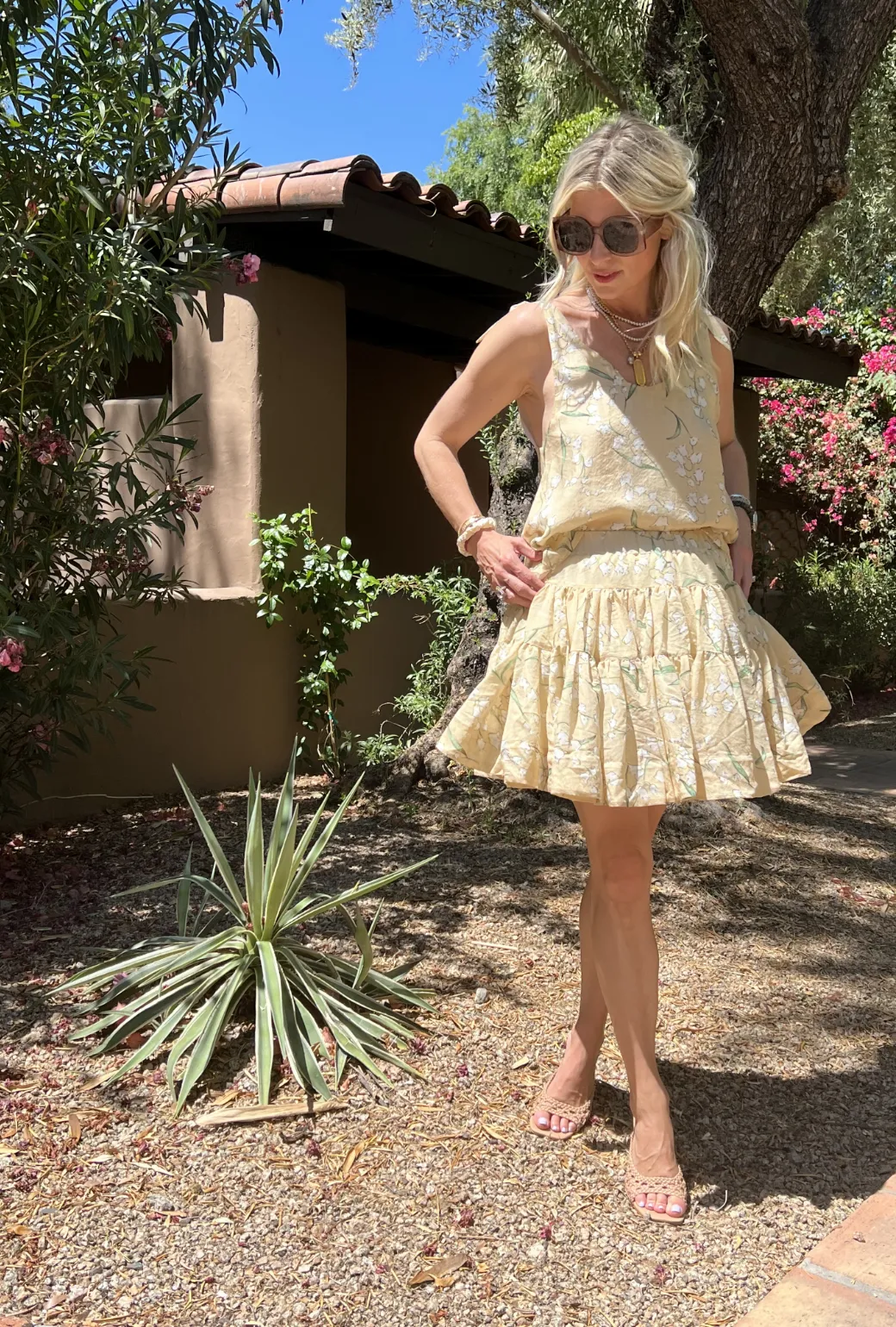 SAMPLE - Tie Top Tank - Ivory Lily of the Valley
