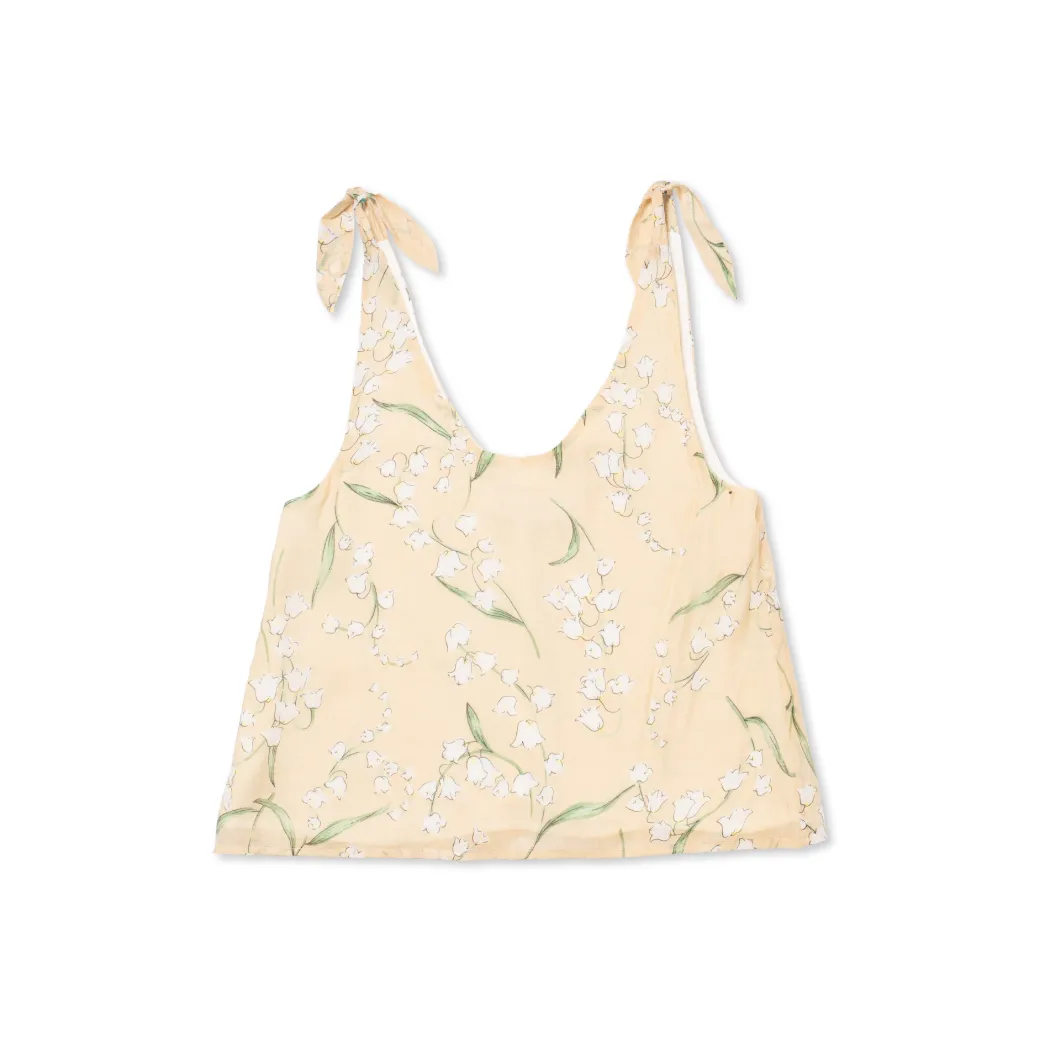 SAMPLE - Tie Top Tank - Ivory Lily of the Valley