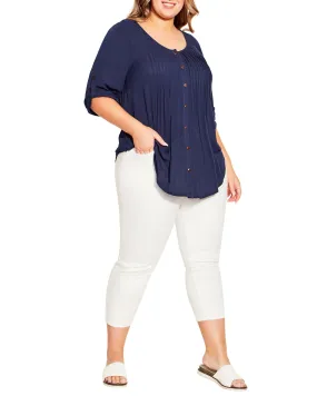 Sandy Pintuck Shirt | Navy