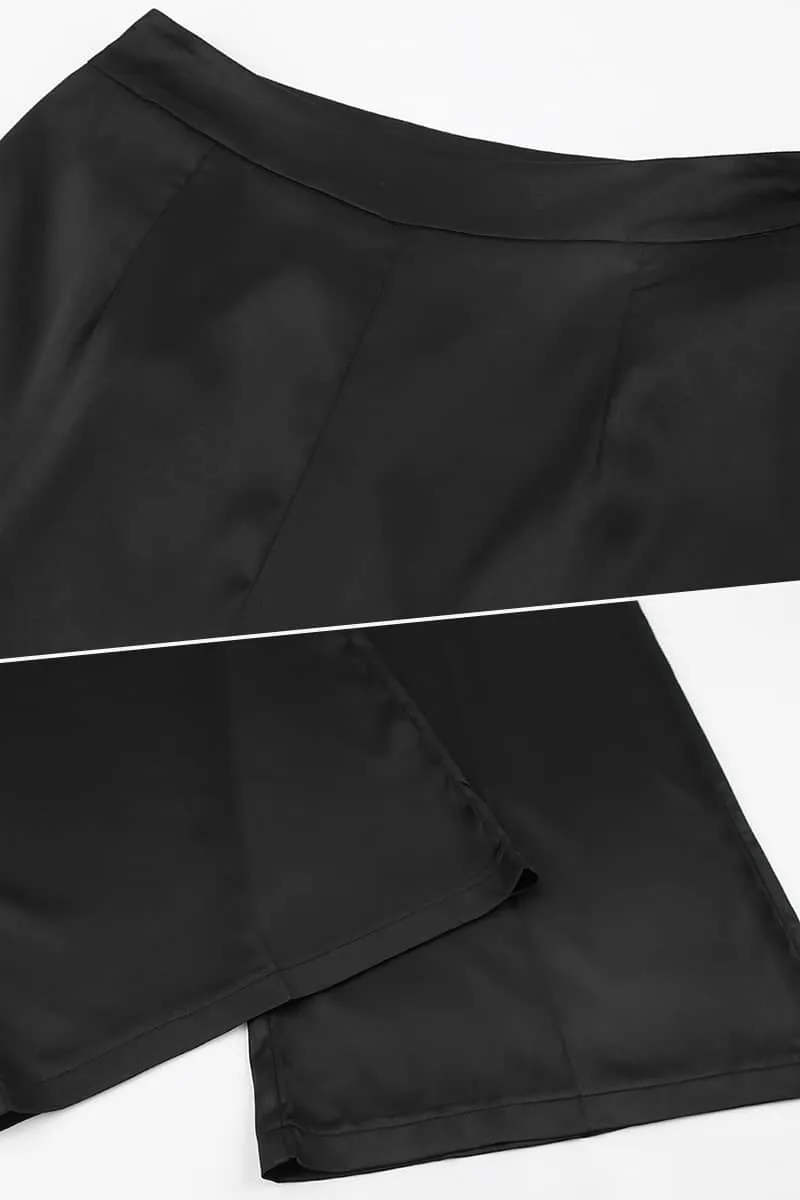 Simulated Silk Satin Draped Ice Silk Wide-Leg Trousers