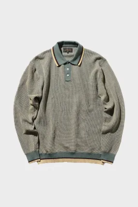 Slab Knit Polo Cotton Linen - Sax