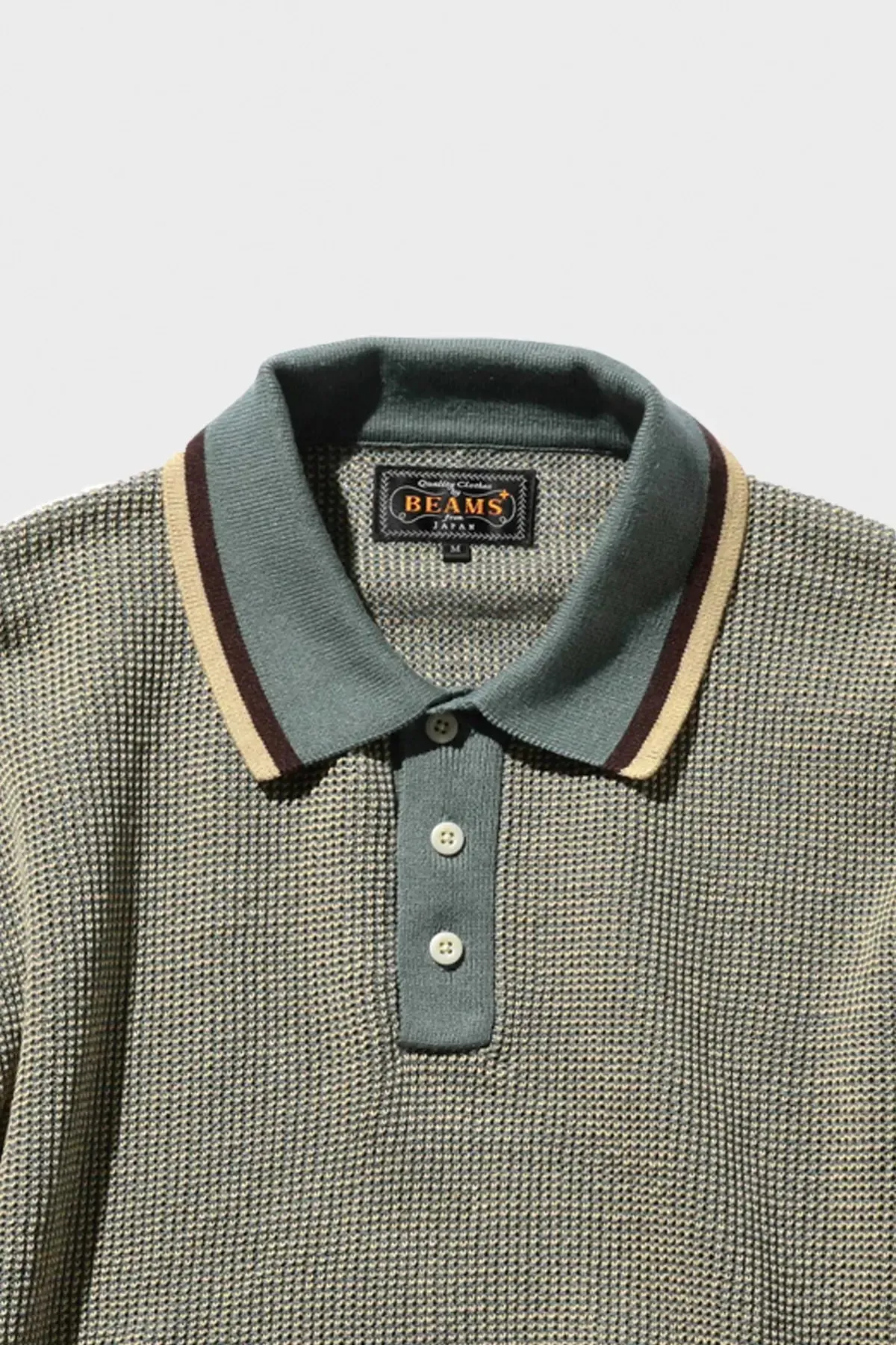 Slab Knit Polo Cotton Linen - Sax