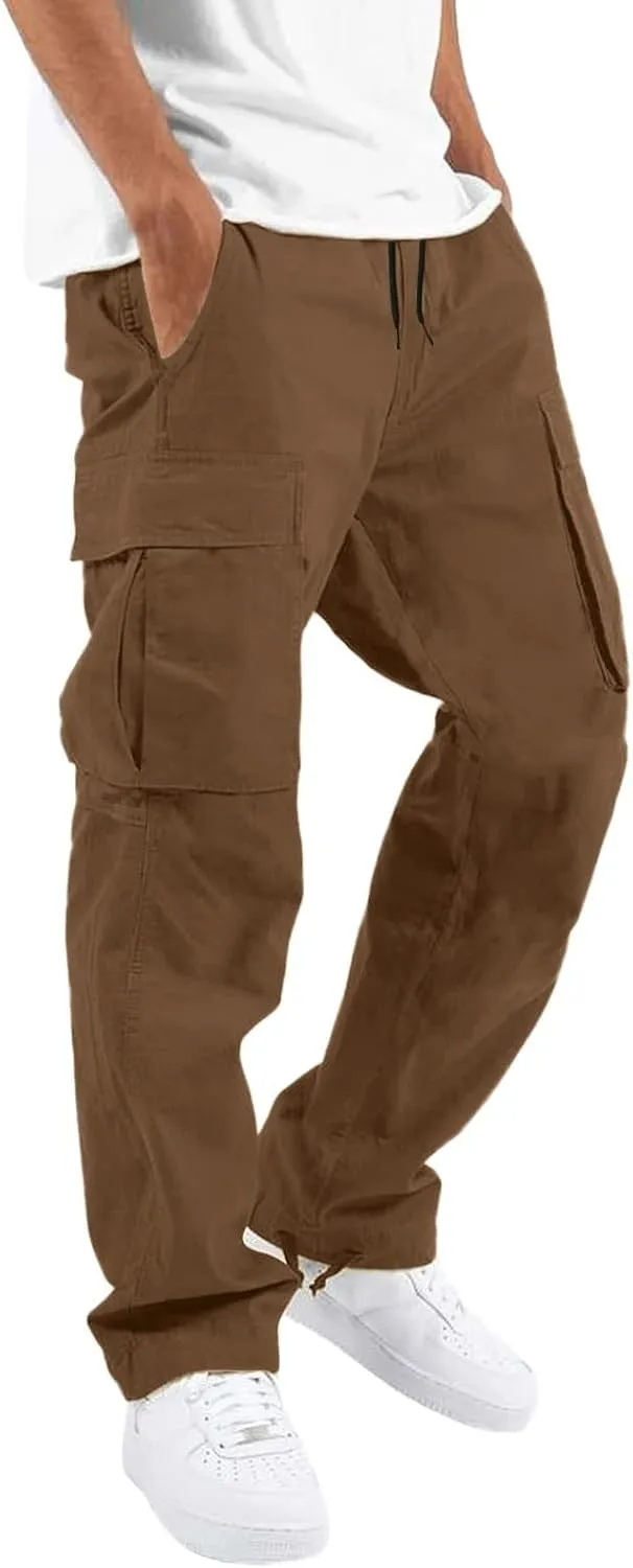 Sweatpants for Men with Pockets Heavyweight Fleece Cargo Sweatpants Stretch Elastic Waist Sports Trousers with Pocket