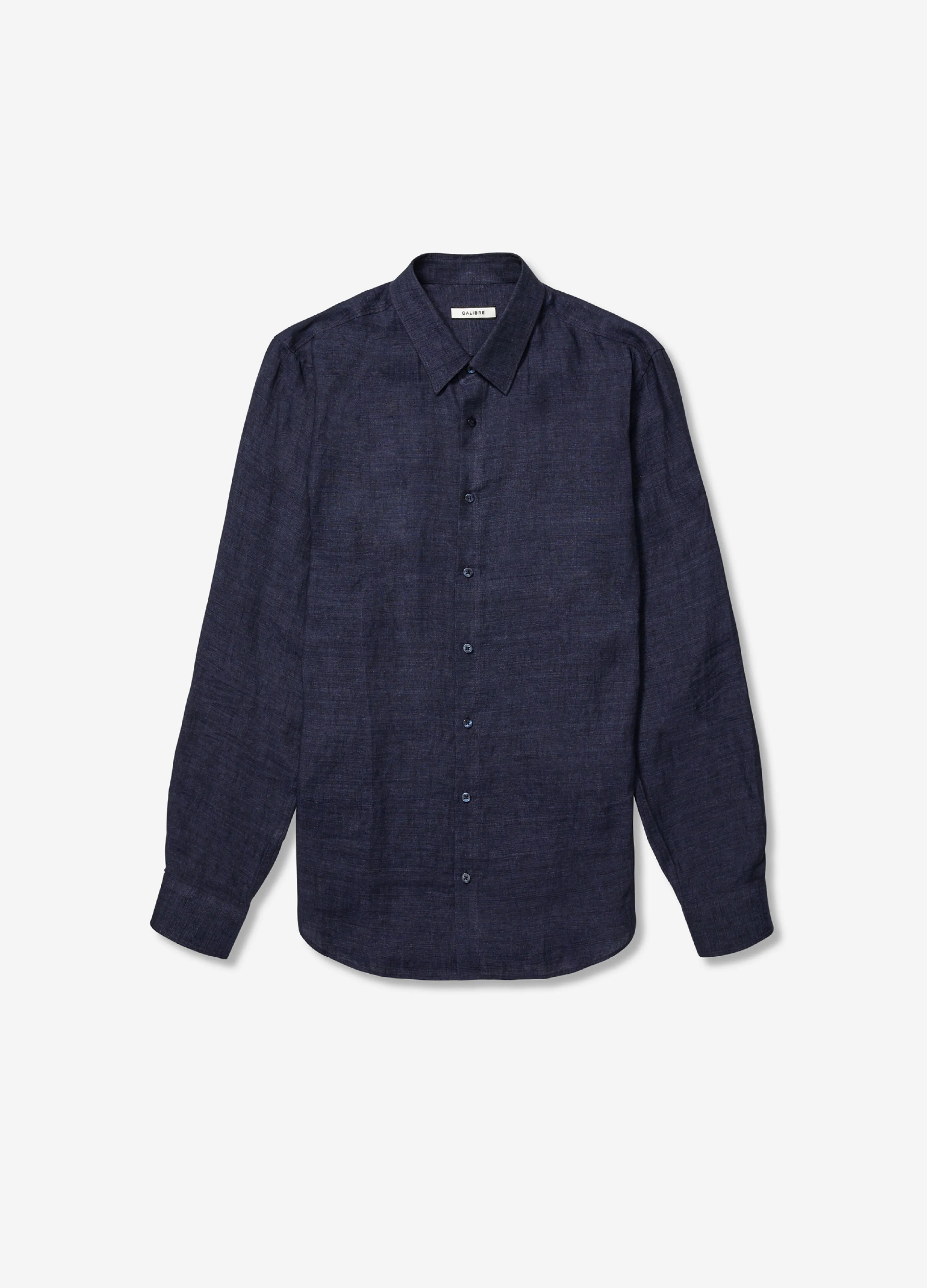 Tailored Fit Fine Linen Shirt Navy