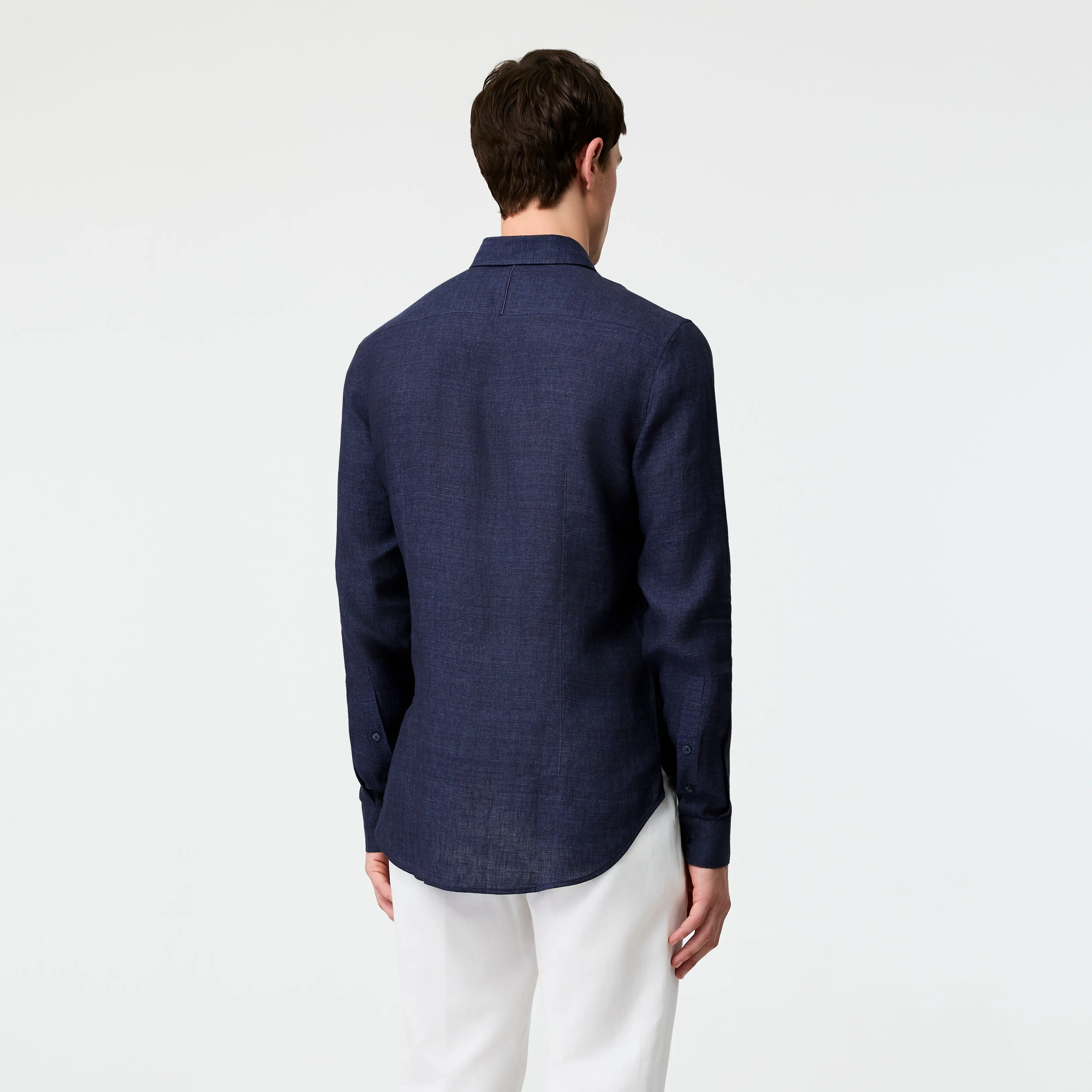 Tailored Fit Fine Linen Shirt Navy