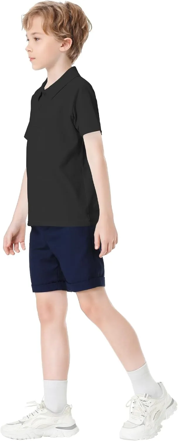 Toddler to Youth Stain Resistant Polo Shirts Kids Collared Golf T-Shirt School Uniform for Boys and Girls