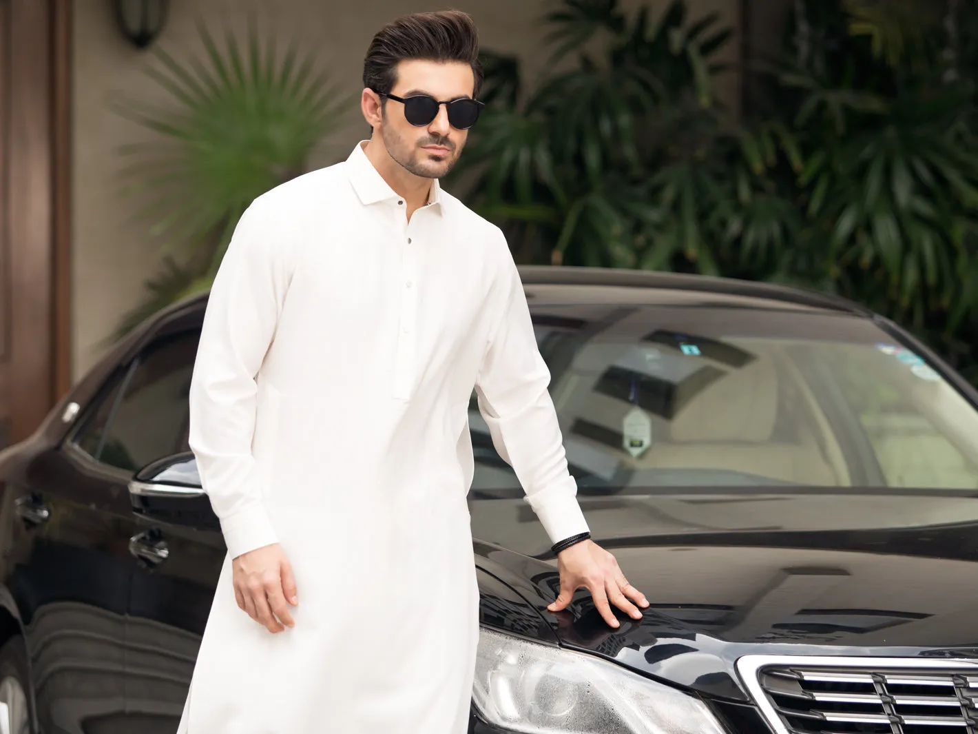 White Blended Kameez Shalwar - ALWA-KS-248