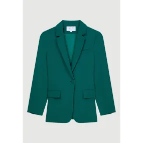 Women Tailored Jacket With Pockets - Green