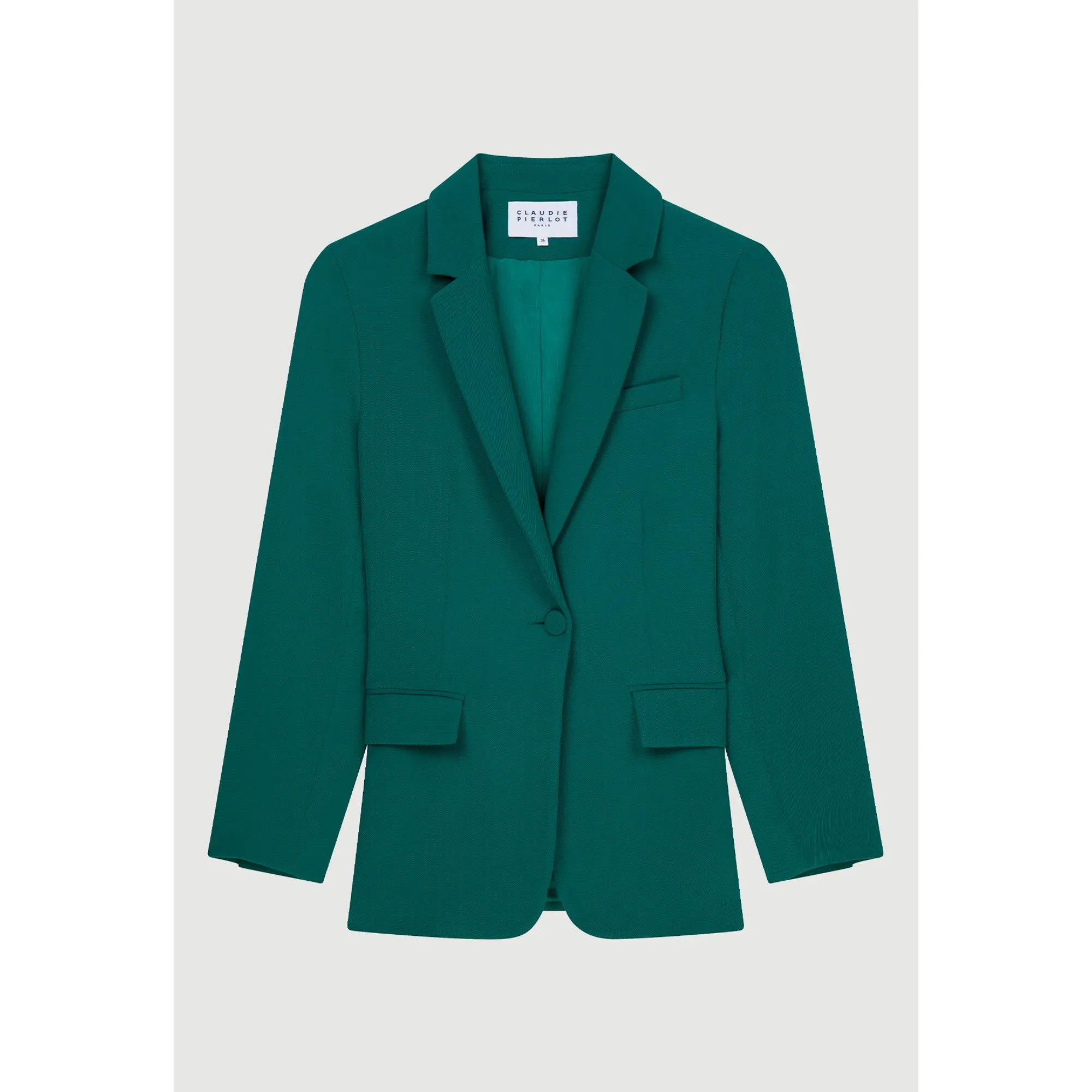 Women Tailored Jacket With Pockets - Green