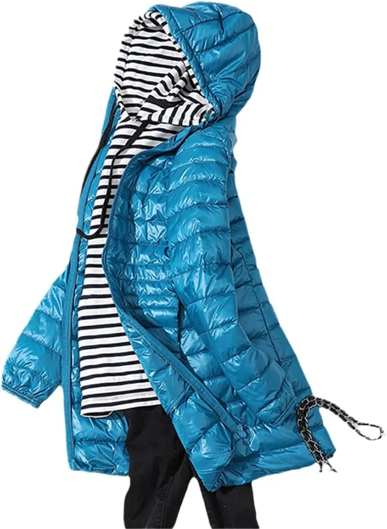 Women Winter Long Down Jacket Ultra Light Down Jacket With Hooded Down Coat
