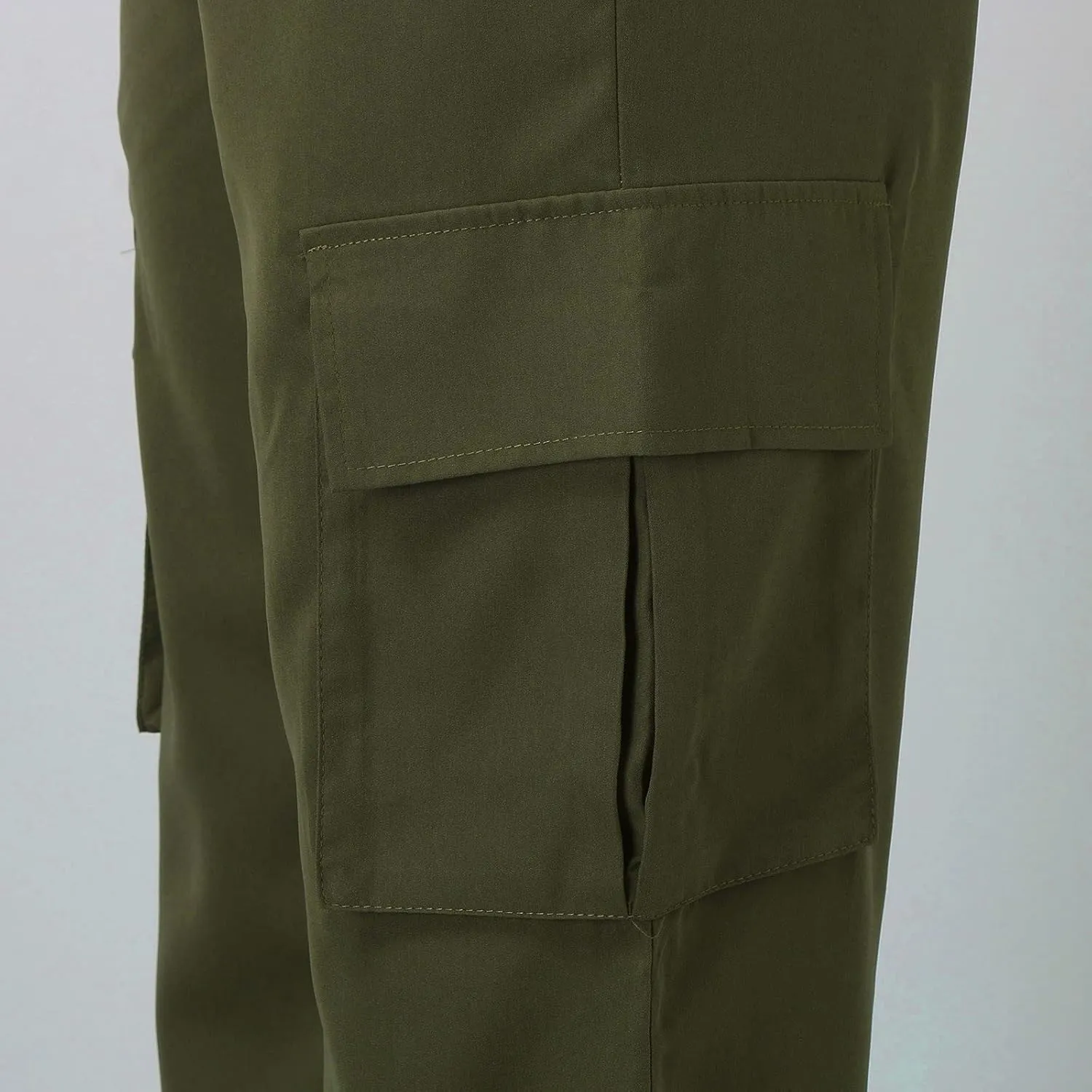 Women's Belt Less High Elastic Waisted Straight Leg Relaxed Style Trousers Slim Fit Fashion and Cool Streetwear