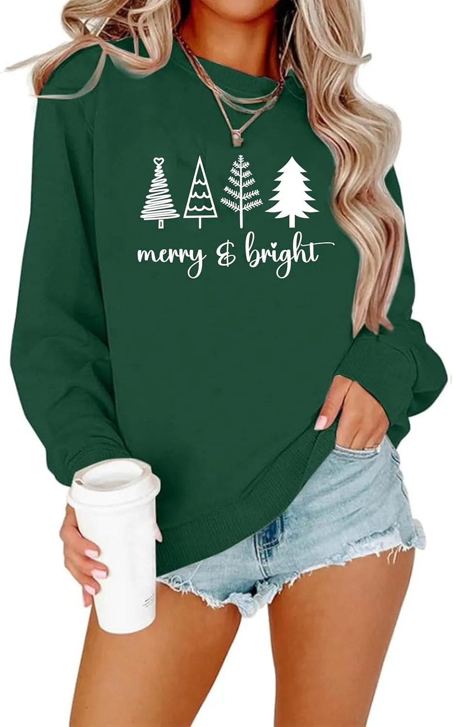 Womens Christmas Sweatshirt Christmas Tree Graphic Long Sleeve Shirts Xmas Holiday Pullover Tops Blouse