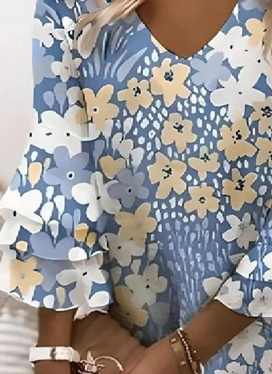Women's Dress V Neck 3/4 Sleeve Mini Floral Print Shift Dress Elegant Party Outfit 2025 Summer Fashion