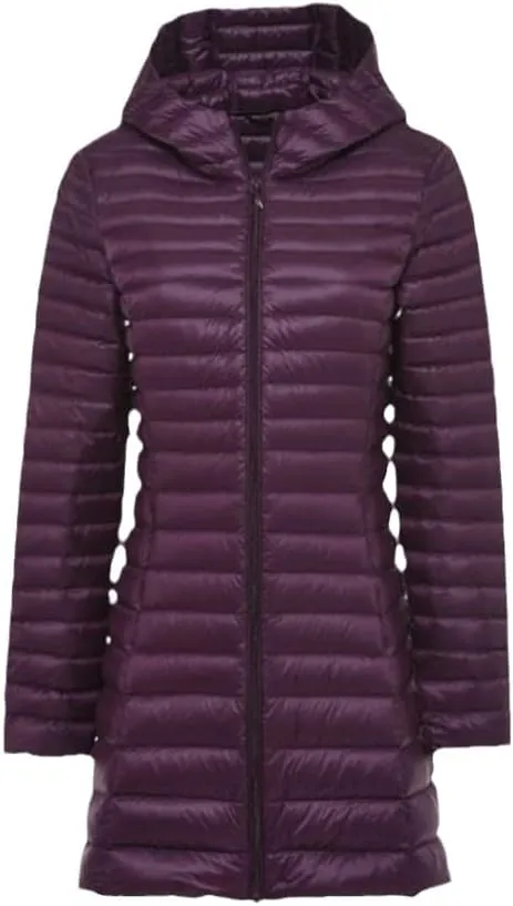 Women's Ultra Light Hooded Down Coat Packable Long-Sleeve Hodded Puffer Jacket