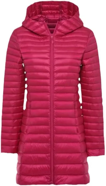 Women's Ultra Light Hooded Down Coat Packable Long-Sleeve Hodded Puffer Jacket