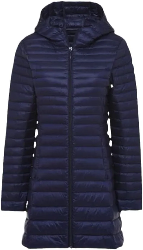 Women's Ultra Light Hooded Down Coat Packable Long-Sleeve Hodded Puffer Jacket